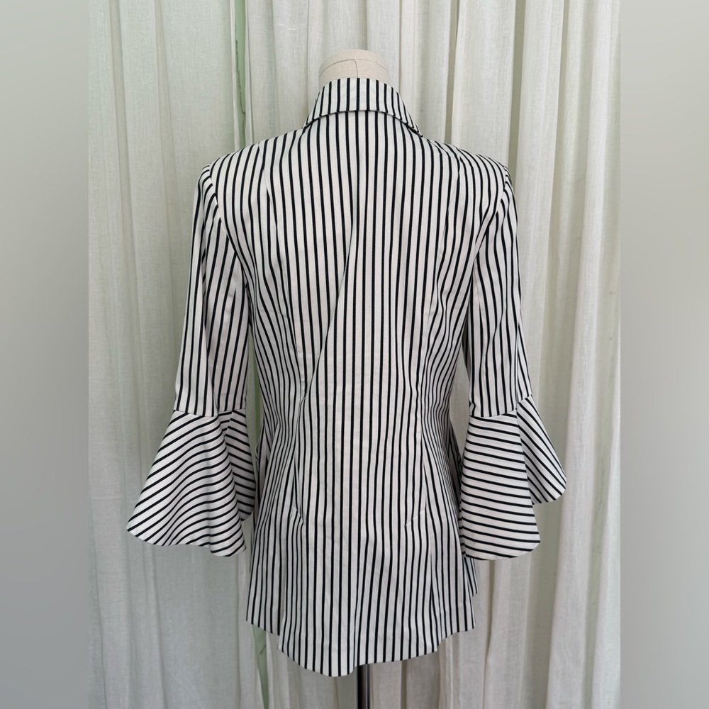 CAbi l 5295 Ole Ticking Bell Jacket Blazer Navy White size 4 - Picture 4 of 14